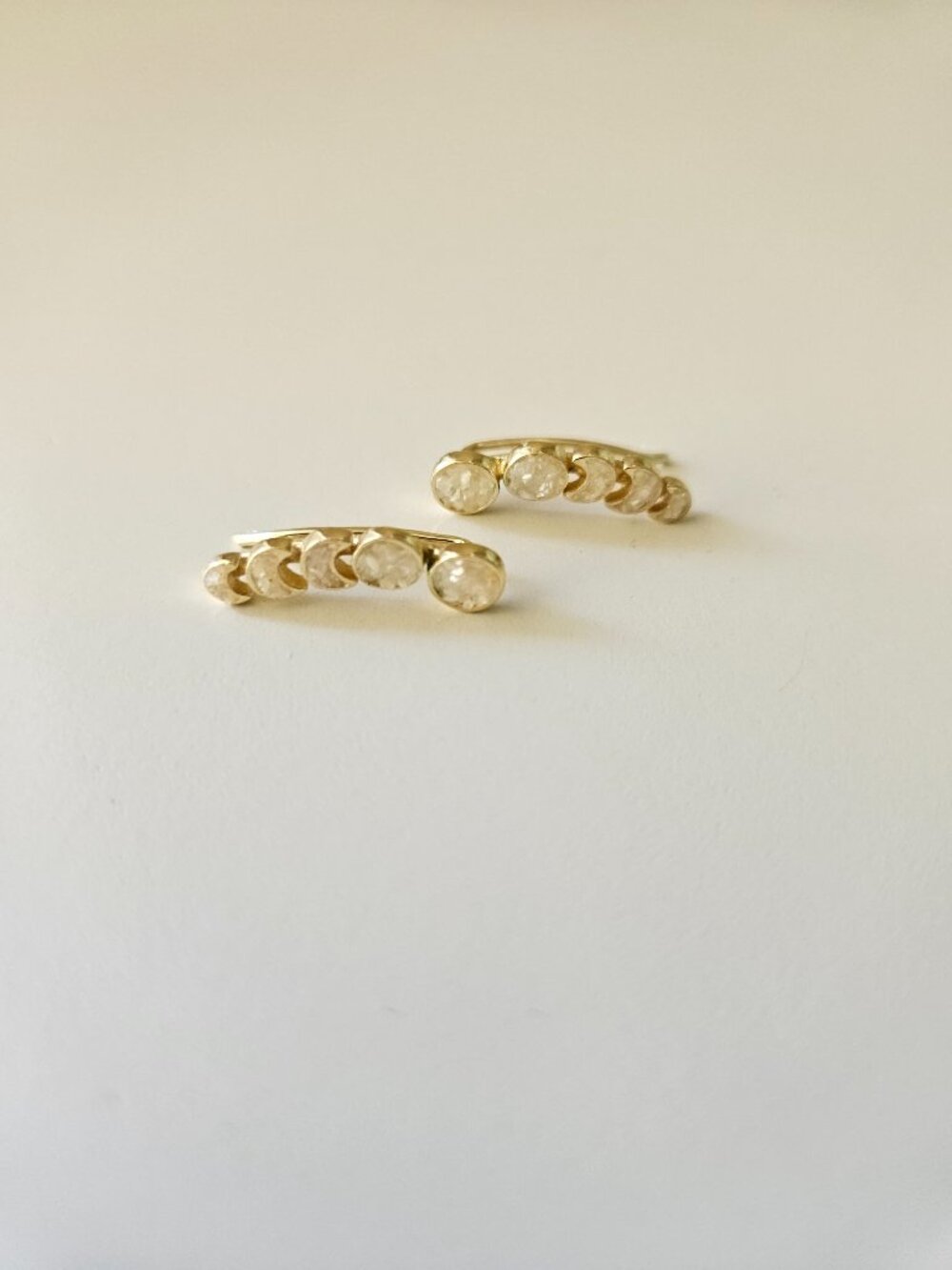 Bonito 18k Gold & Pearl Sahara Moon Climbers Celestial Earrings